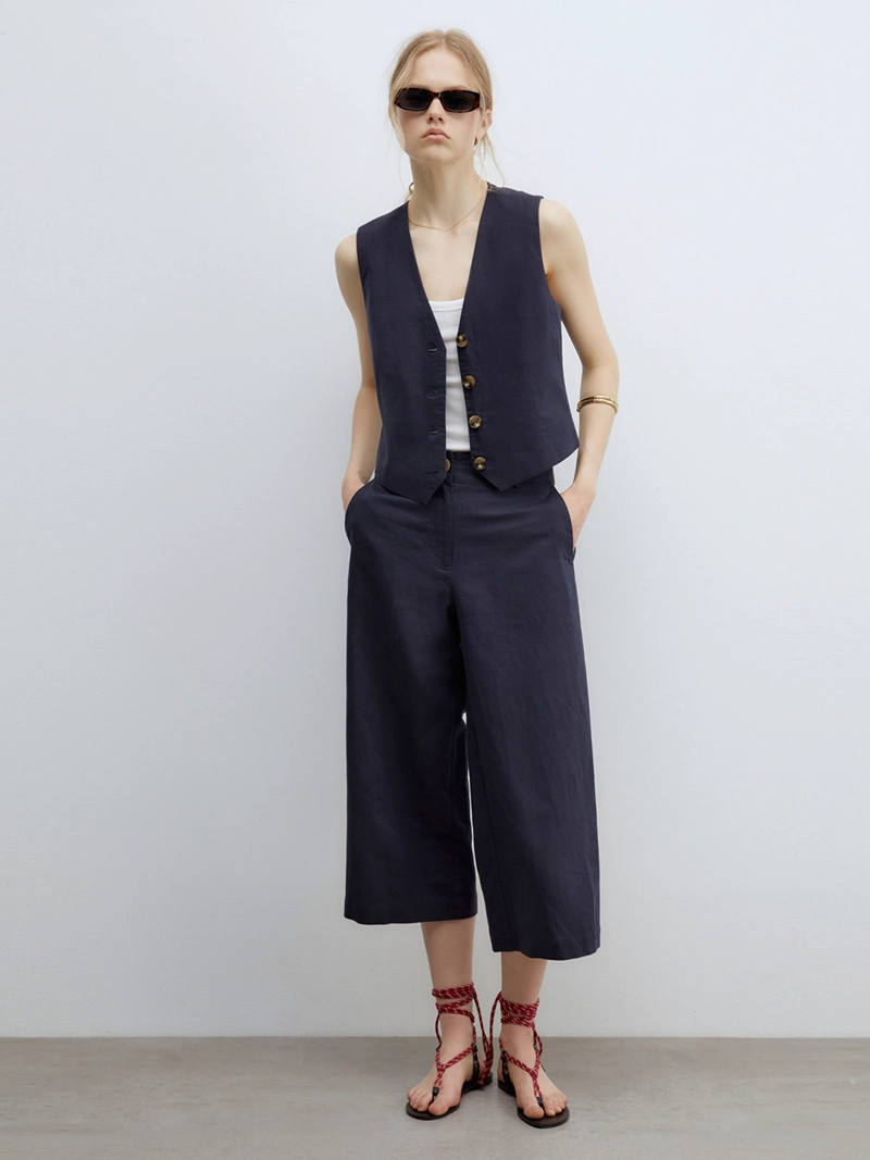PANTALÓN MUJER SFERA CULOTTE LINO  - 1