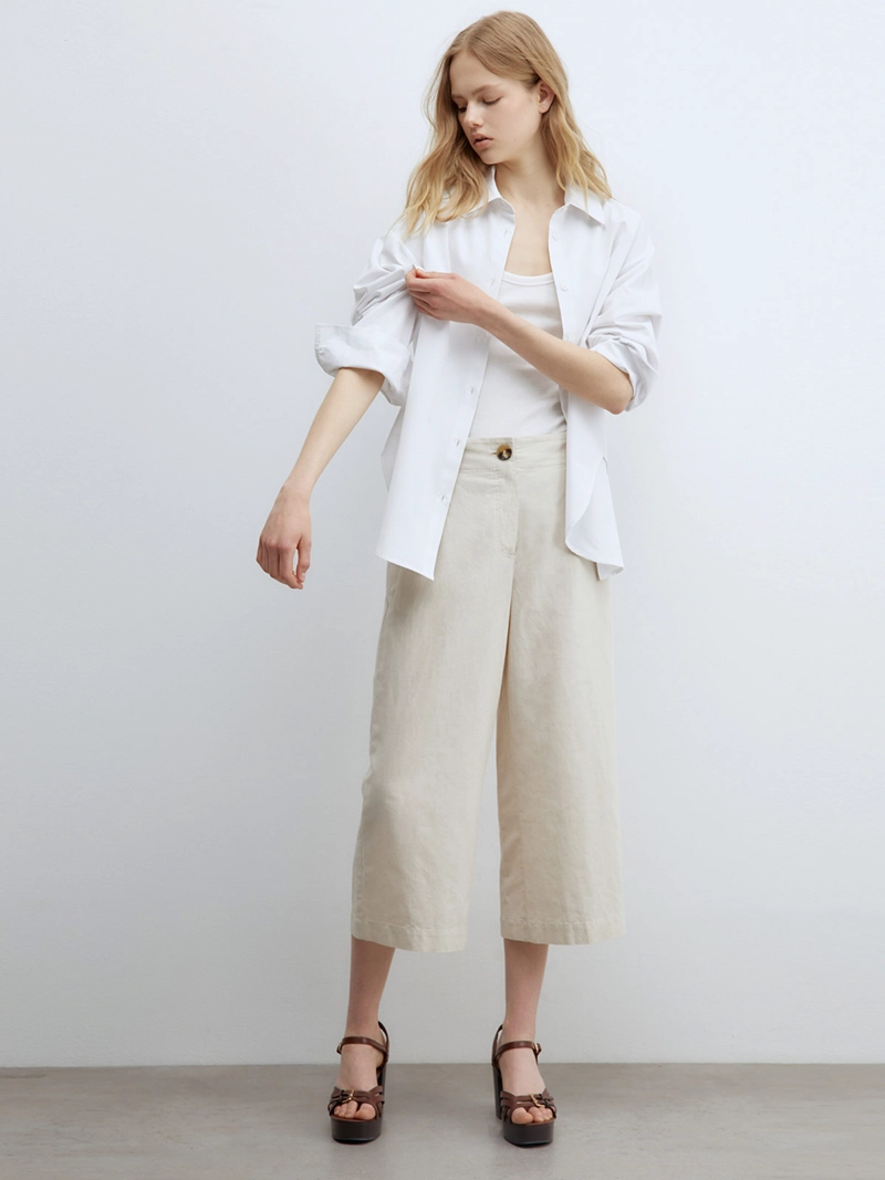 PANTALÓN MUJER SFERA CULOTTE LINO