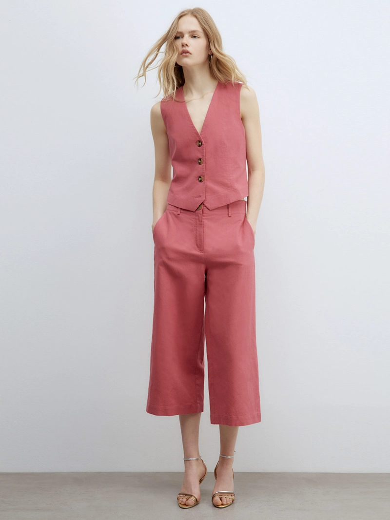 PANTALÓN MUJER SFERA CULOTTE LINO  - 1