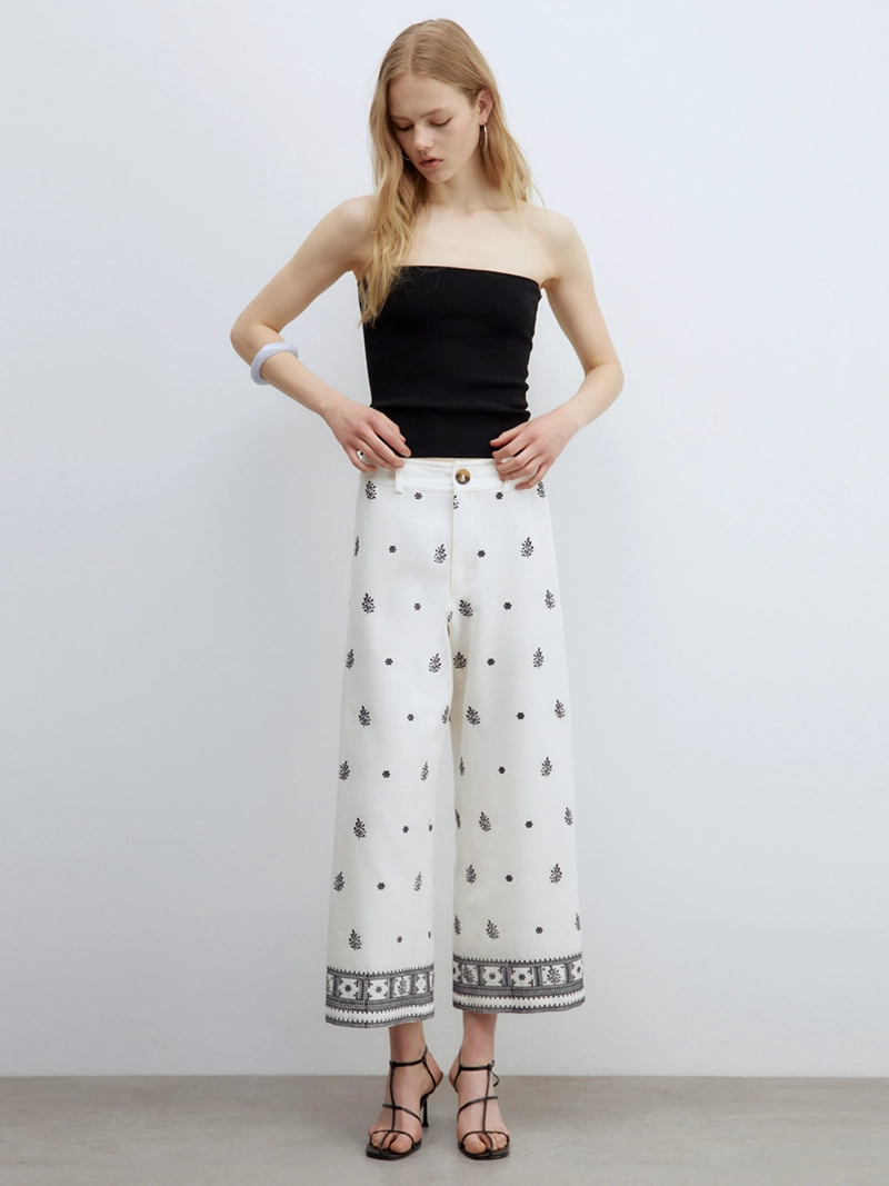 PANTALÓN MUJER SFERA ANCHO BORDADO - 1