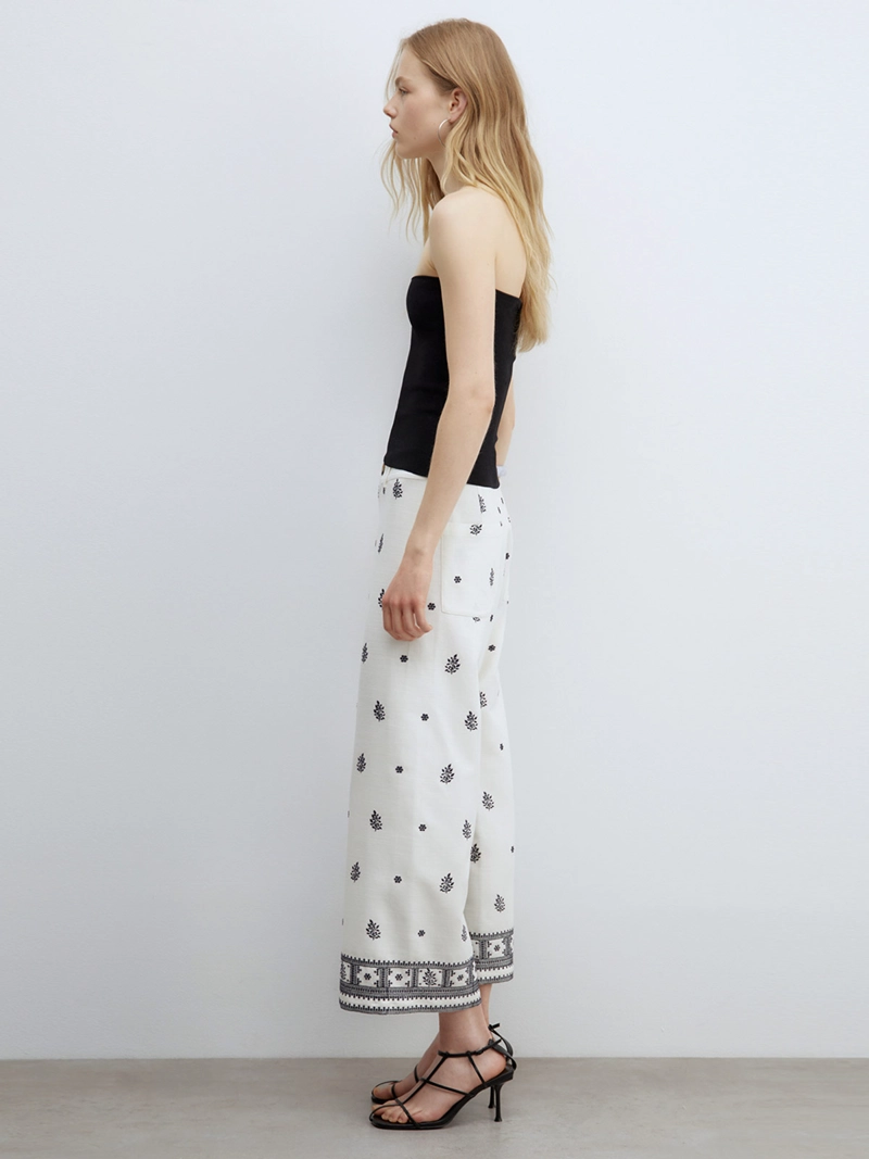 PANTALÓN MUJER SFERA ANCHO BORDADO - 3