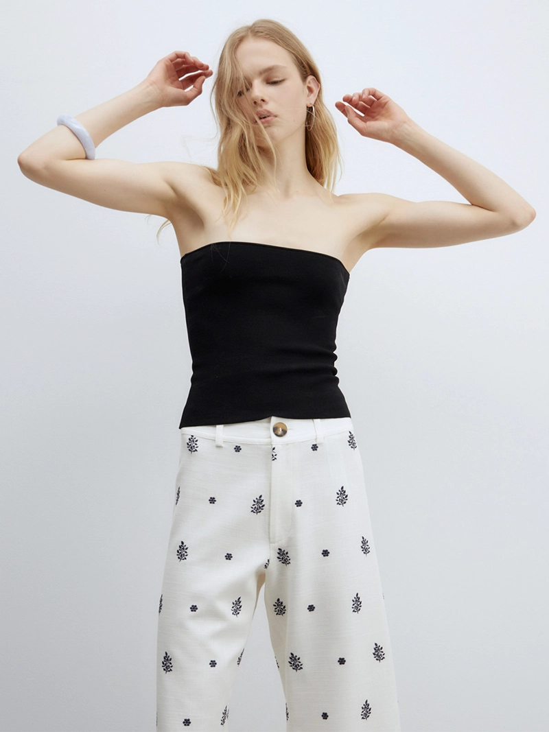 PANTALÓN MUJER SFERA ANCHO BORDADO - 4