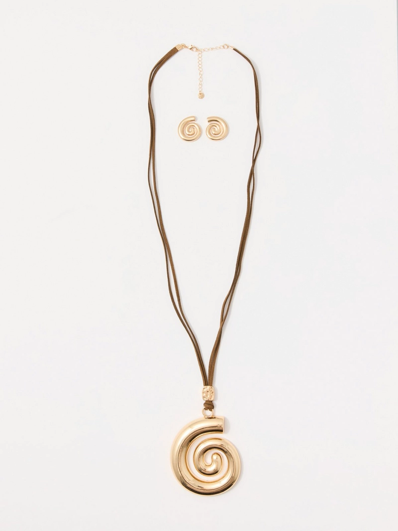 CONJUNTO COLLAR + AROS MUJER SFERA ESPIRAL - 1