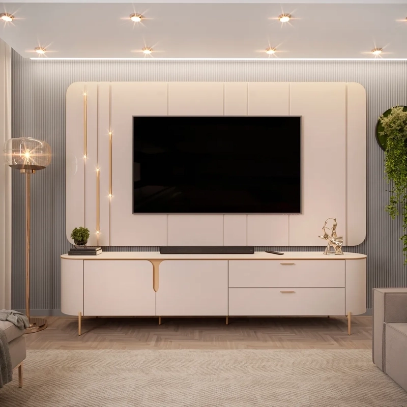 CENTRO DE ENTRETENCIÓN DI PORETTI DESIGN CELINE 2C 2P BLANCO 70" - 4