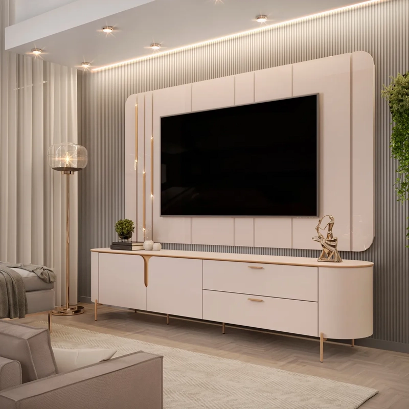 CENTRO DE ENTRETENCIÓN DI PORETTI DESIGN CELINE 2C 2P BLANCO 70" - 5