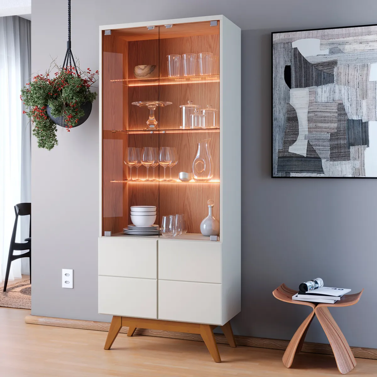 VITRINA DI PORETTI DESIGN NORONHA 4 PUERTAS BLANCO - 1