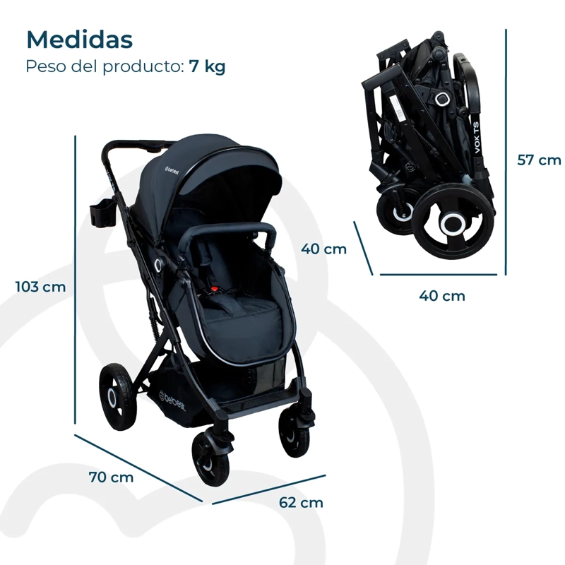 COCHE CUNA PASEO BEBE VOX NEGRO BEBESIT - 10