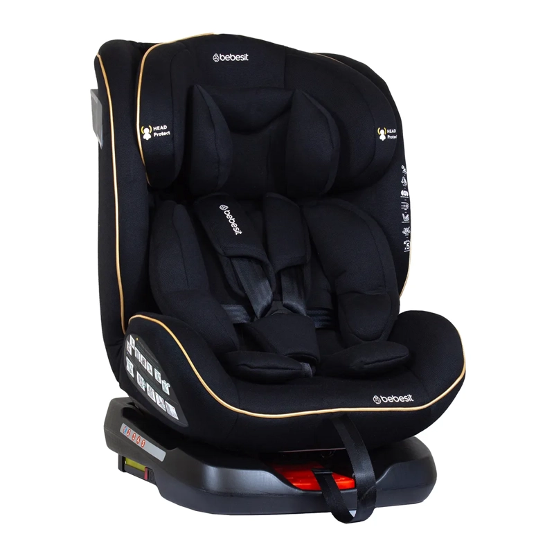 SILLA DE AUTO BEBE CONVERTIBLE SUPRA 360 ISOFIX NEGRA DORADA - 1