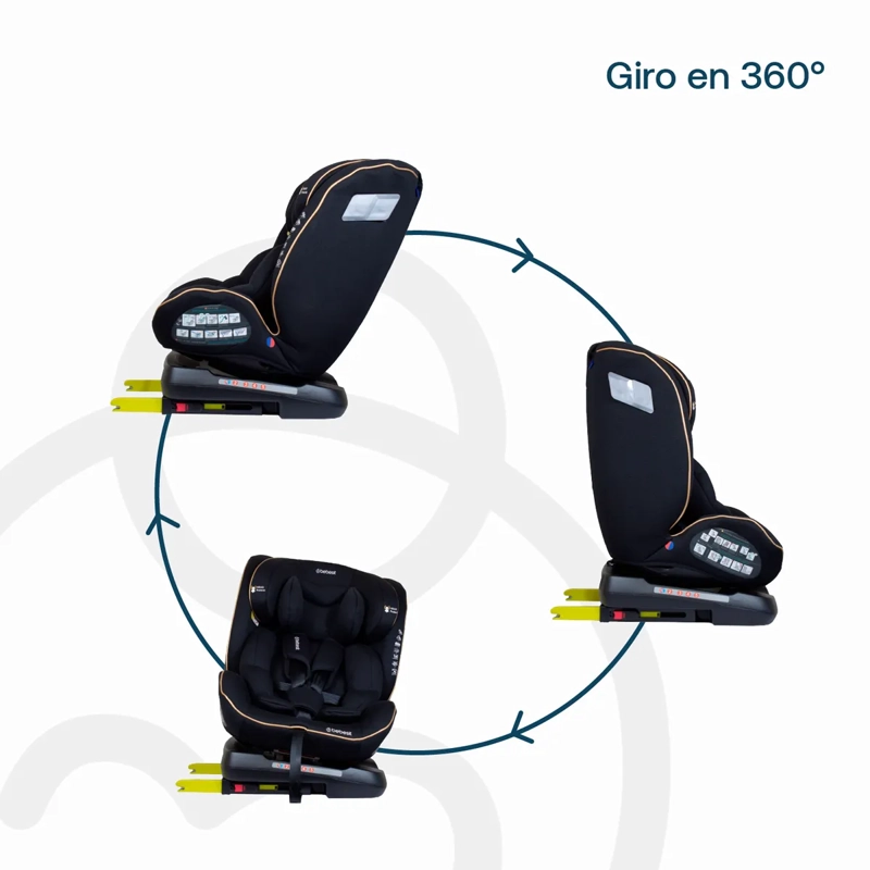 SILLA DE AUTO BEBE CONVERTIBLE SUPRA 360 ISOFIX NEGRA DORADA - 7