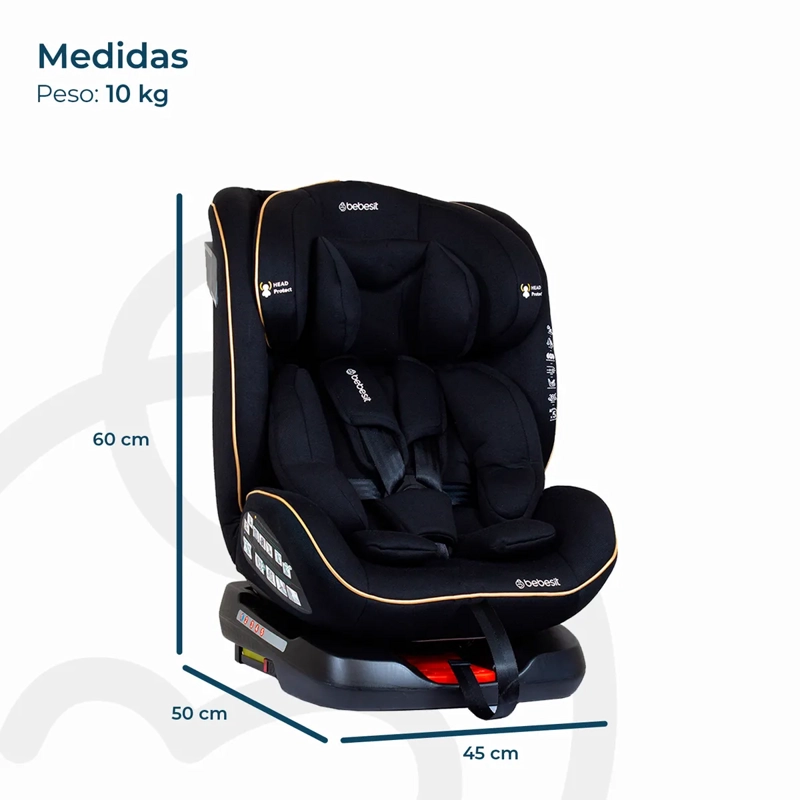 SILLA DE AUTO BEBE CONVERTIBLE SUPRA 360 ISOFIX NEGRA DORADA - 8