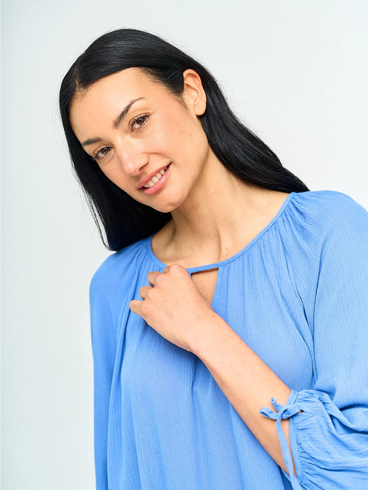 BLUSA MUJER AZIZ MANGA 3/4 MACRAMÉ - 3