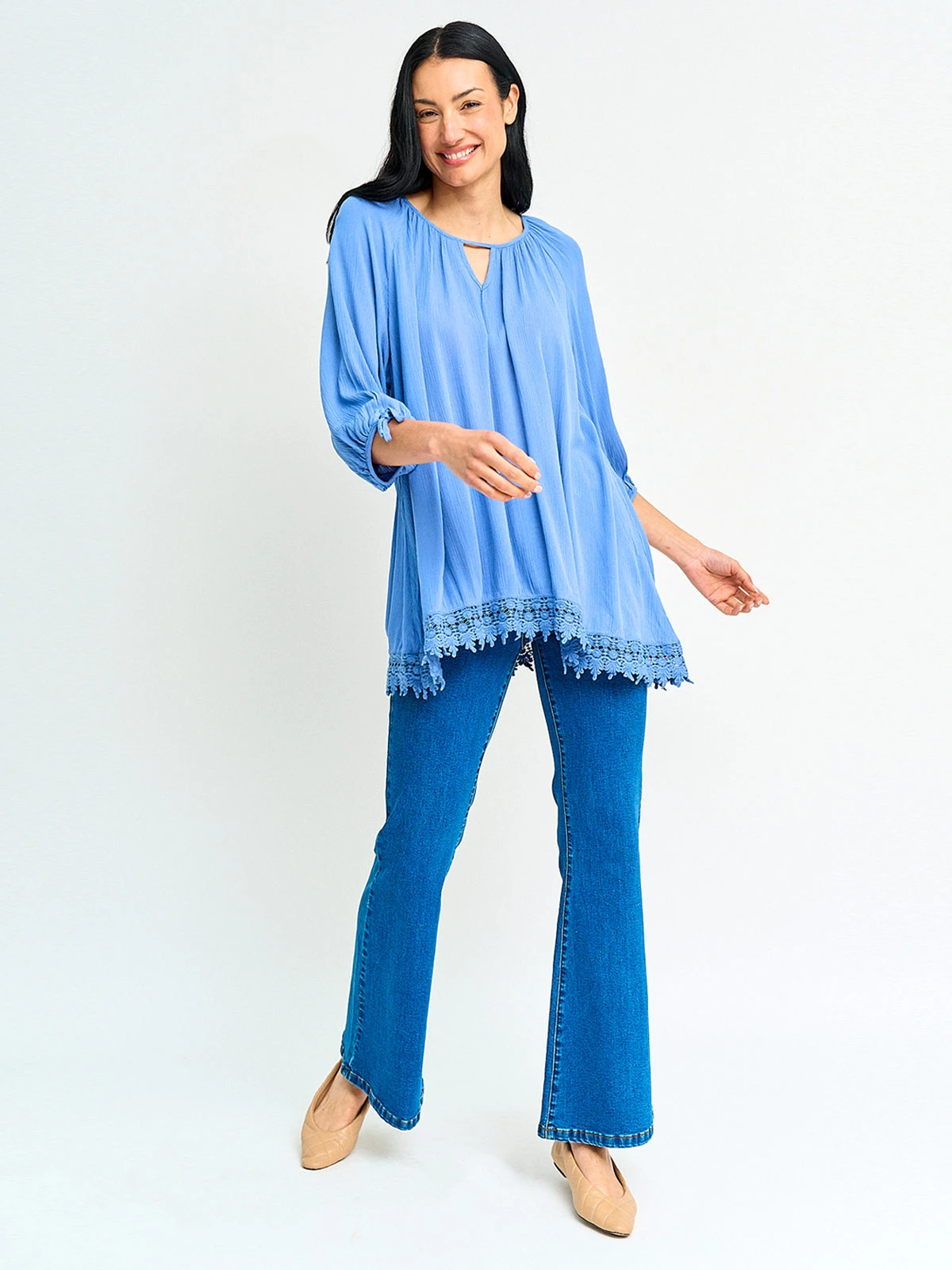 BLUSA MUJER AZIZ MANGA 3/4 MACRAMÉ - 4