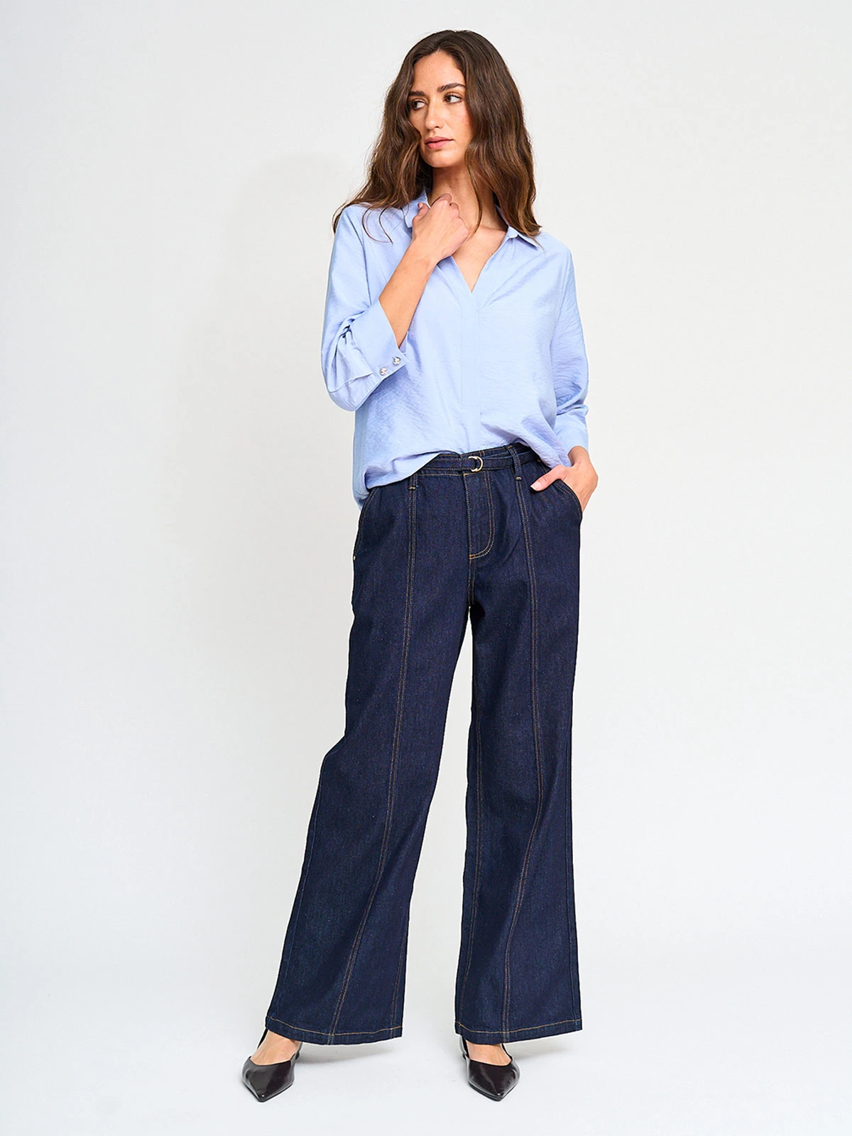 JEANS MUJER CACHAREL ALGODÓN PIERNA ANCHA - 4