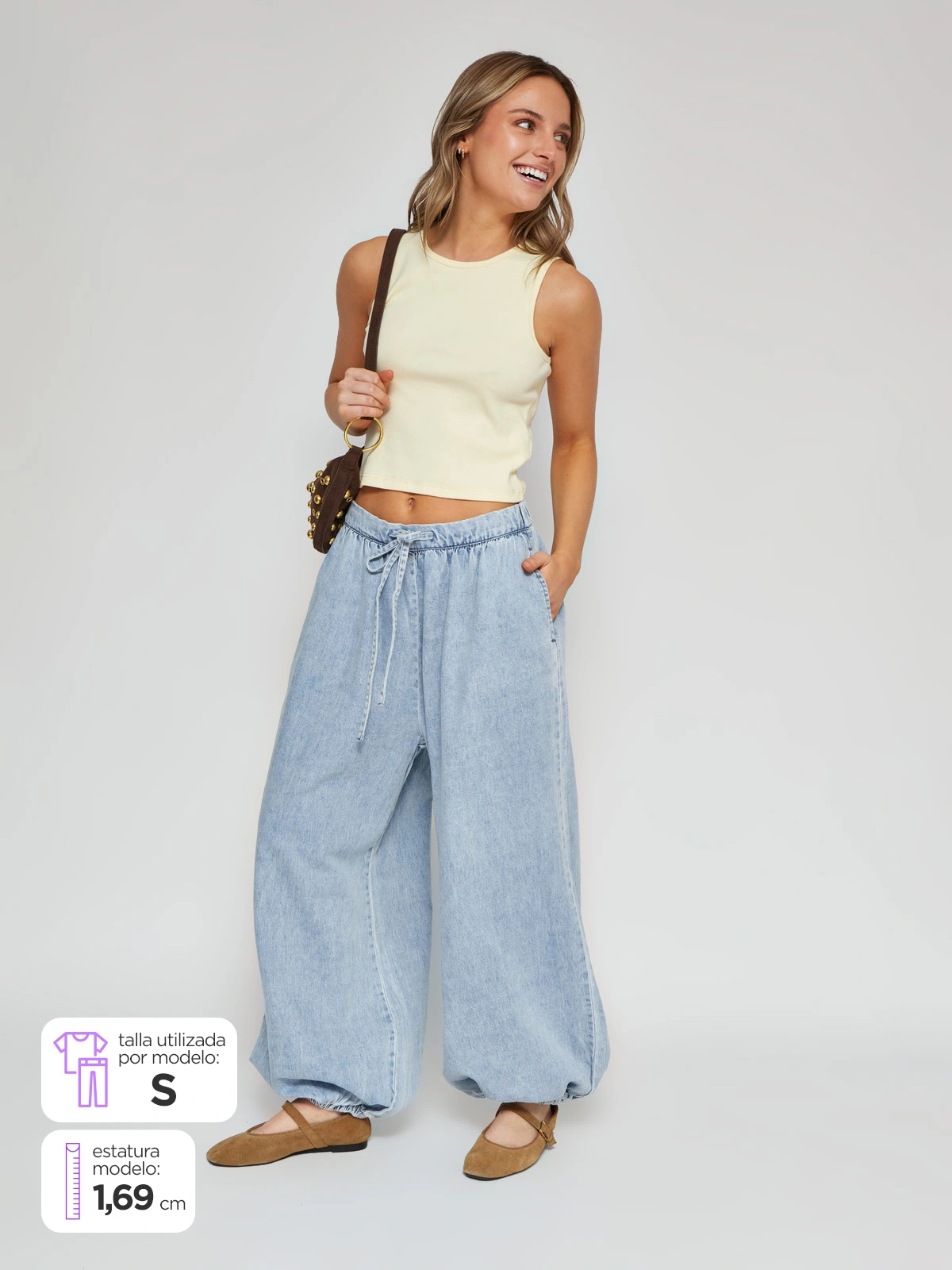 JEANS MUJER INDEX ALGODÓN BOMBACHO AMARRA - 1