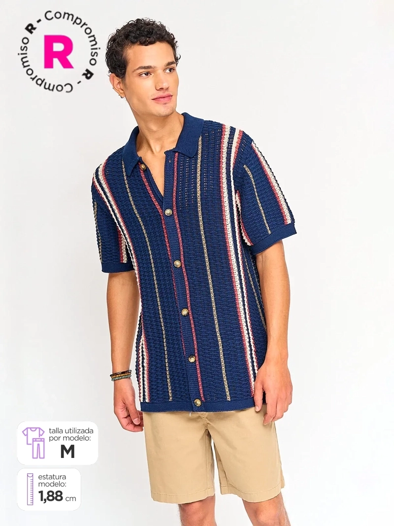 CAMISA HOMBRE AEROPOSTALE ALGODÓN MANGA CORTA TEJIDA - 1