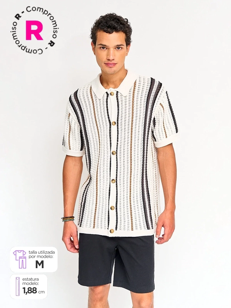 CAMISA HOMBRE AEROPOSTALE ALGODÓN MANGA CORTA TEJIDA - 1