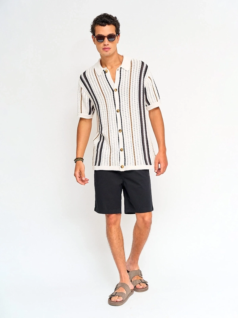 CAMISA HOMBRE AEROPOSTALE ALGODÓN MANGA CORTA TEJIDA - 4