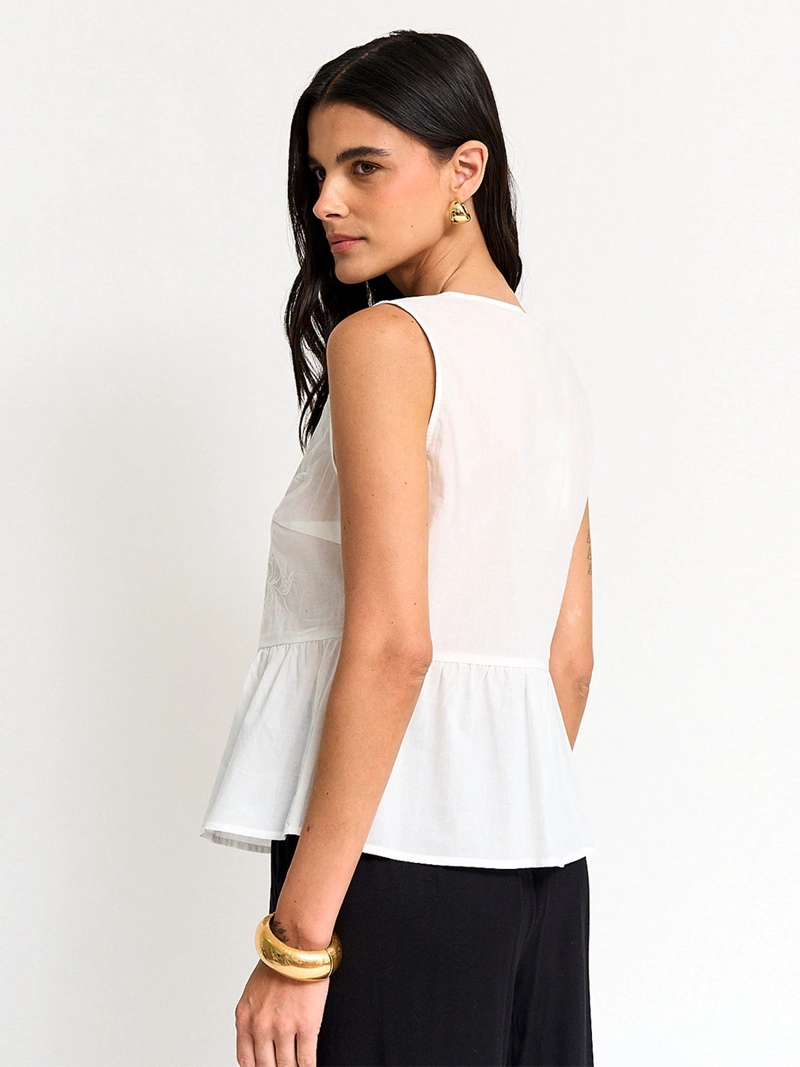 BLUSA MUJER MARQUIS ALGODÓN AMARRAS BRODERIE - 2