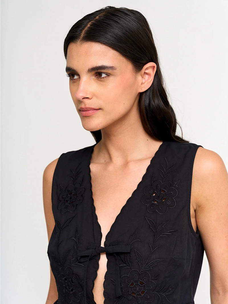 BLUSA MUJER MARQUIS ALGODÓN AMARRAS BRODERIE - 3