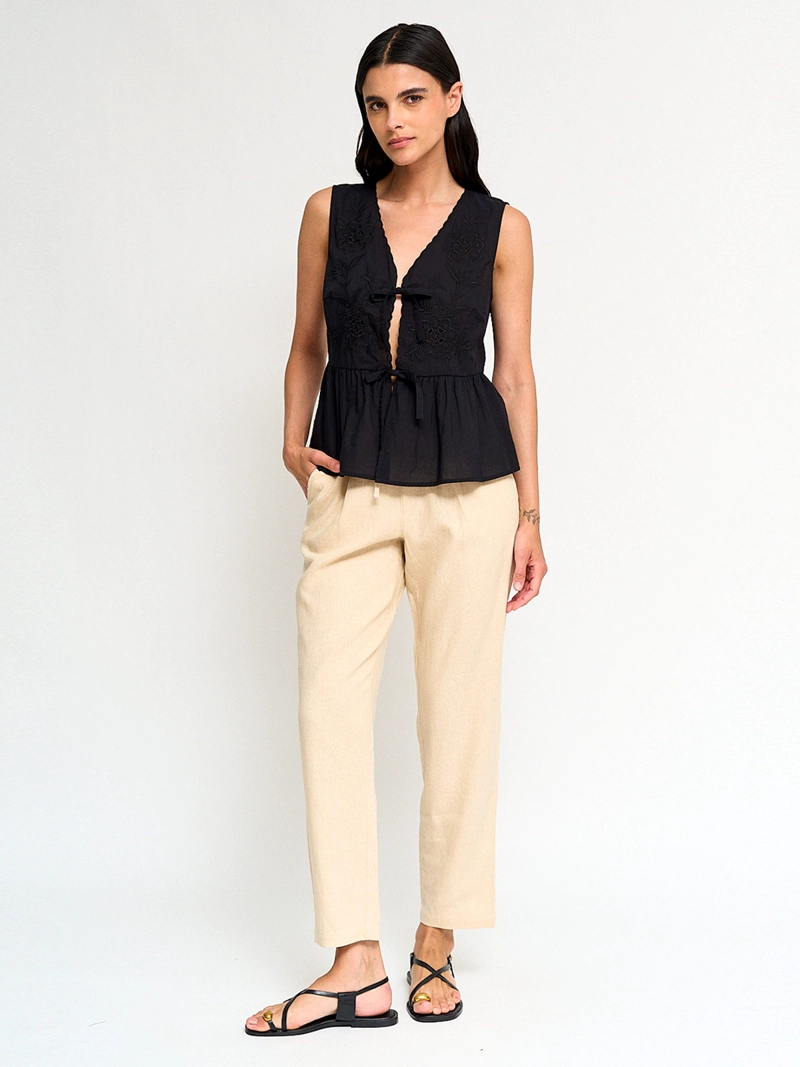 BLUSA MUJER MARQUIS ALGODÓN AMARRAS BRODERIE - 4
