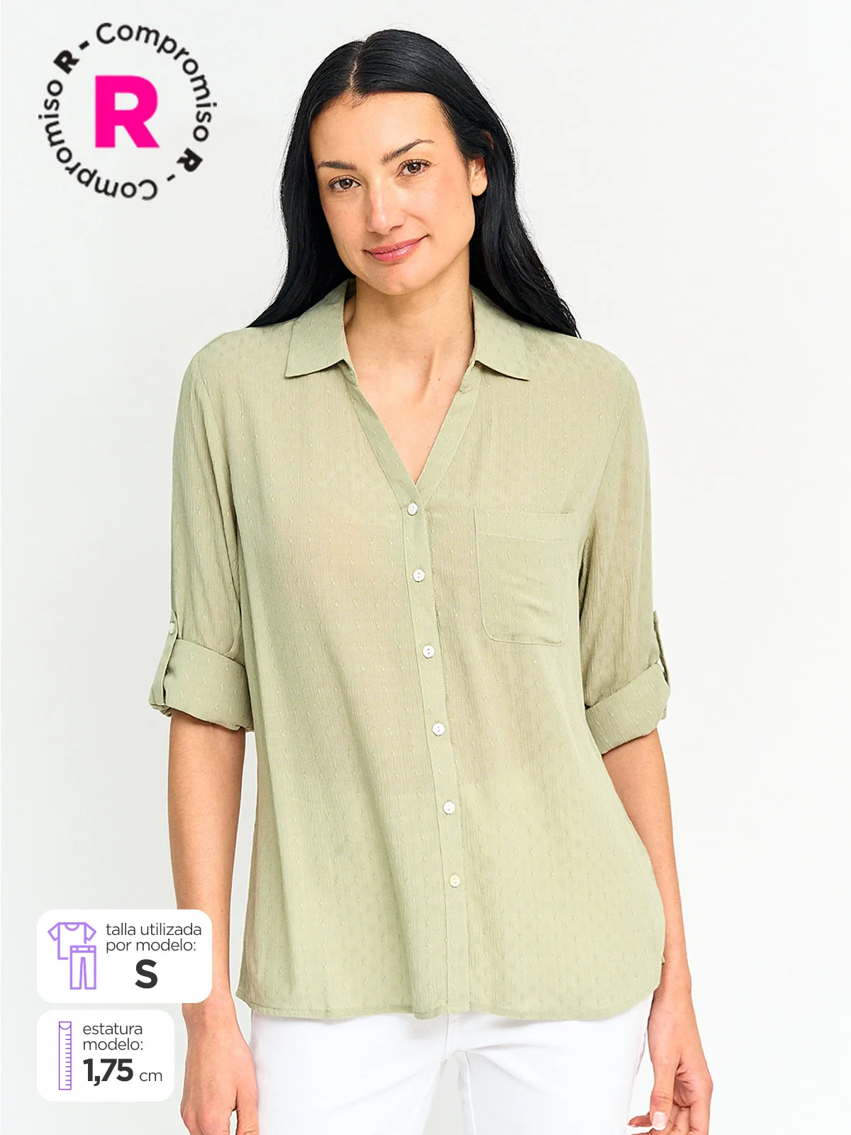 BLUSA MUJER AZIZ MANGA 3/4 ESTAMPADA - 1