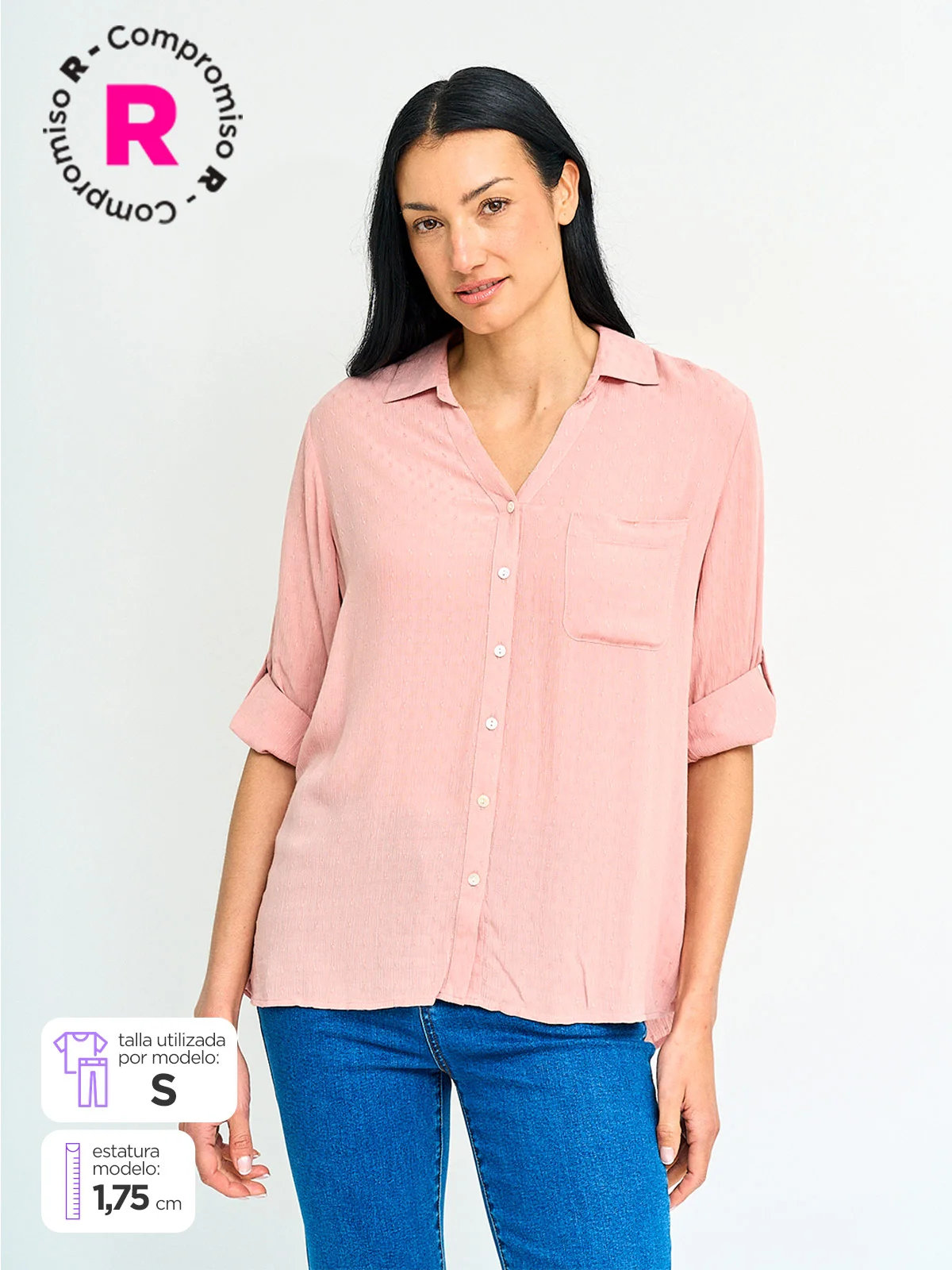 BLUSA MUJER AZIZ MANGA 3/4 ESTAMPADA - 1