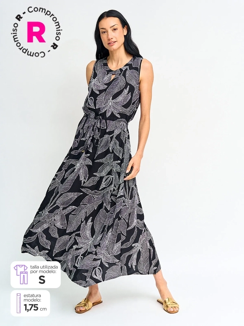 VESTIDO MUJER AZIZ LARGO ESTAMPADO - 1