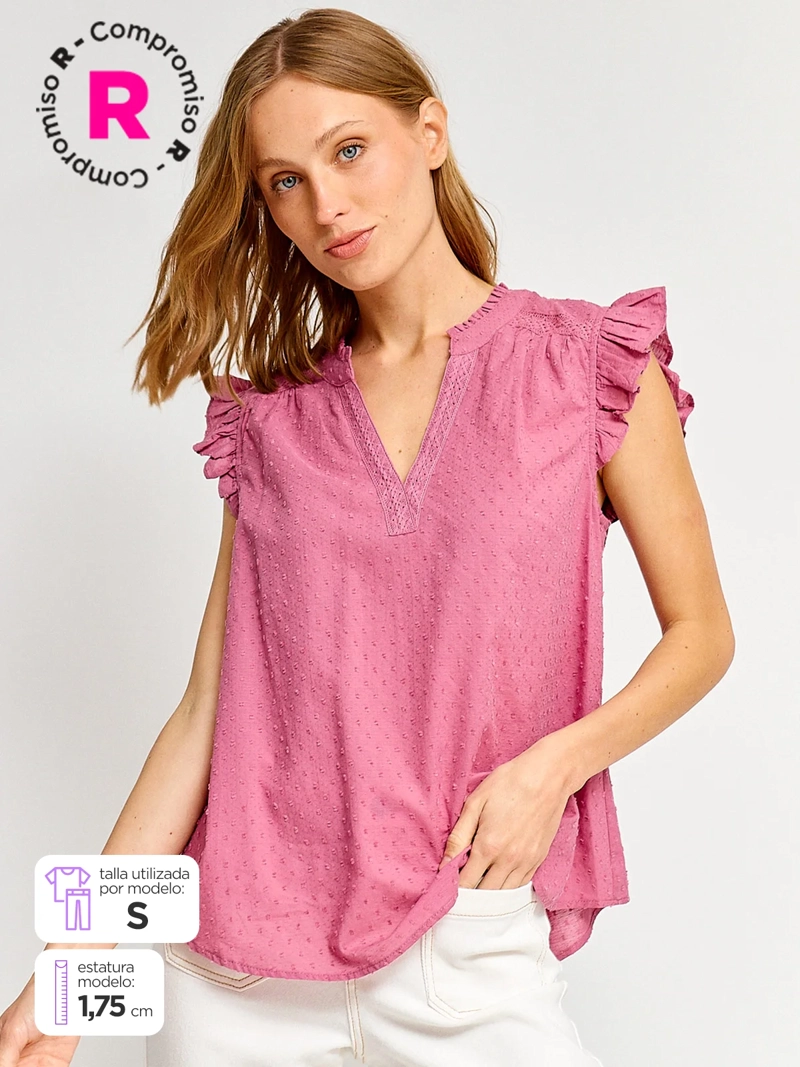 BLUSA MUJER REGATTA ALGODÓN SIN MANGAS MACRAMÉ - 1