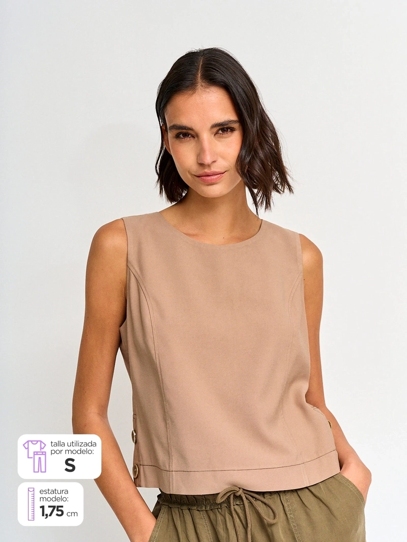 BLUSA MUJER REGATTA SIN MANGAS BOTONES COSTADO - 1
