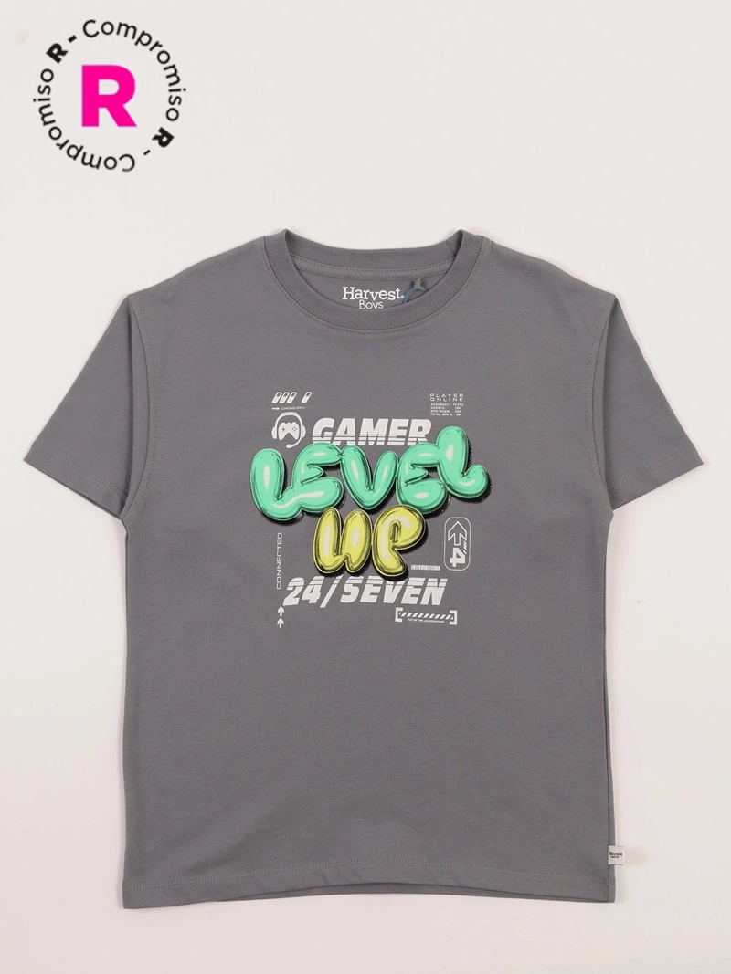 POLERA MANGA CORTA ALGODÓN NIÑO HARVEST GOMA