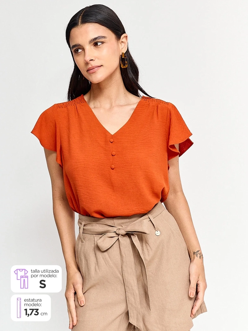 BLUSA MUJER REGATTA MANGA CORTA BOTÓN FORRADO