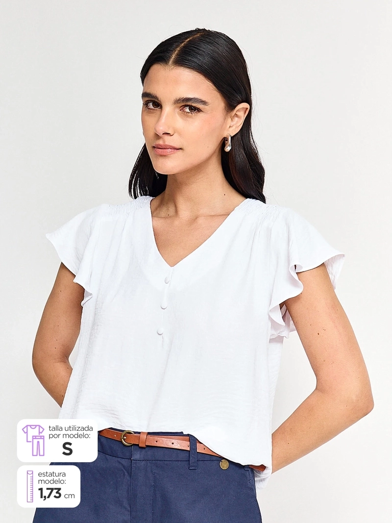 BLUSA MUJER REGATTA MANGA CORTA BOTÓN FORRADO - 1