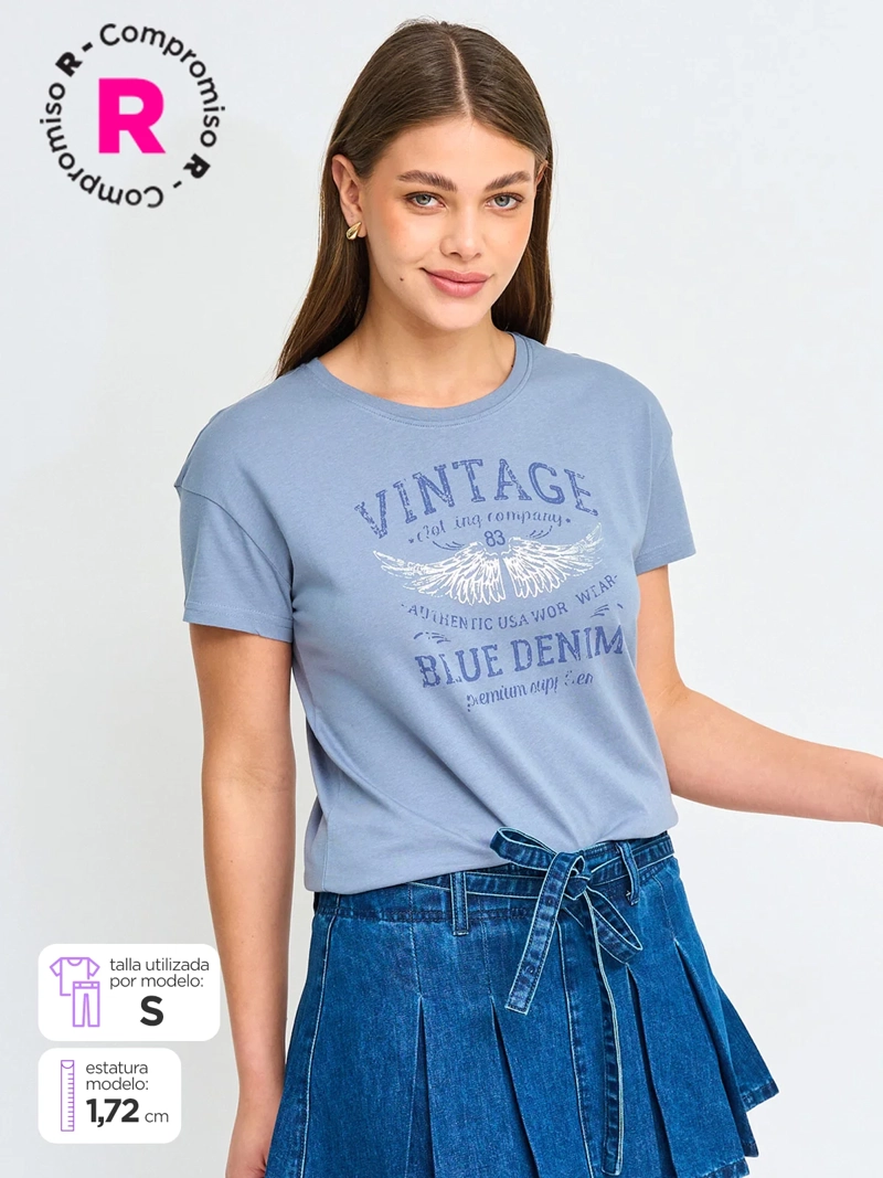 POLERA MUJER INDEX ALGODÓN MANGA CORTA