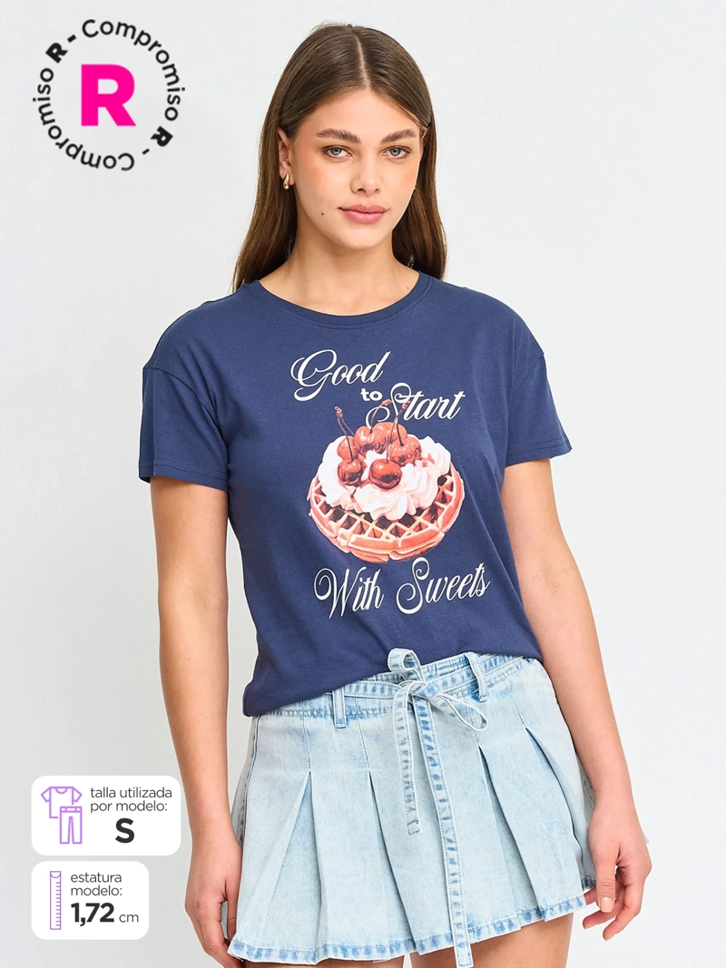 POLERA MUJER INDEX ALGODÓN MANGA CORTA
