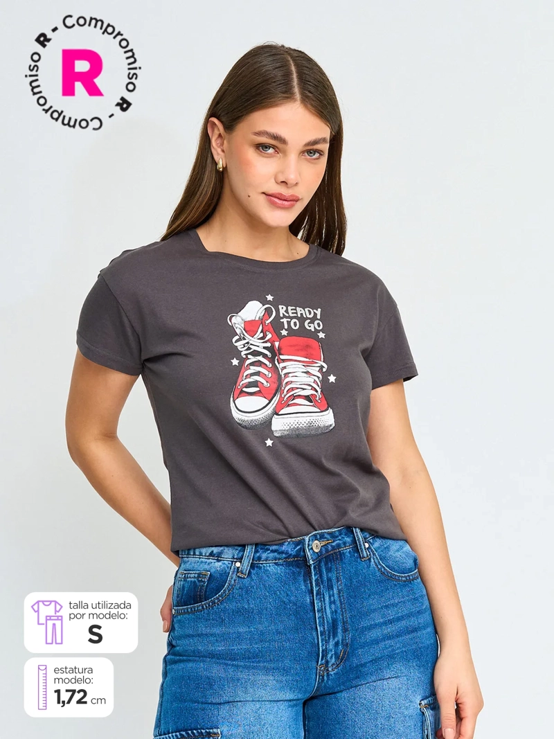 POLERA MUJER INDEX ALGODÓN MANGA CORTA - 1