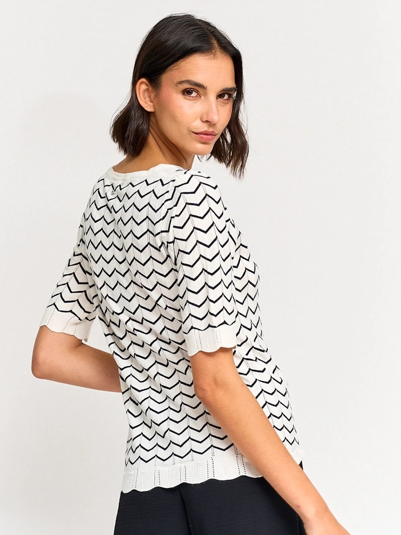 SWEATER MUJER CACHAREL CUELLO EN V MANGA CORTA - 2