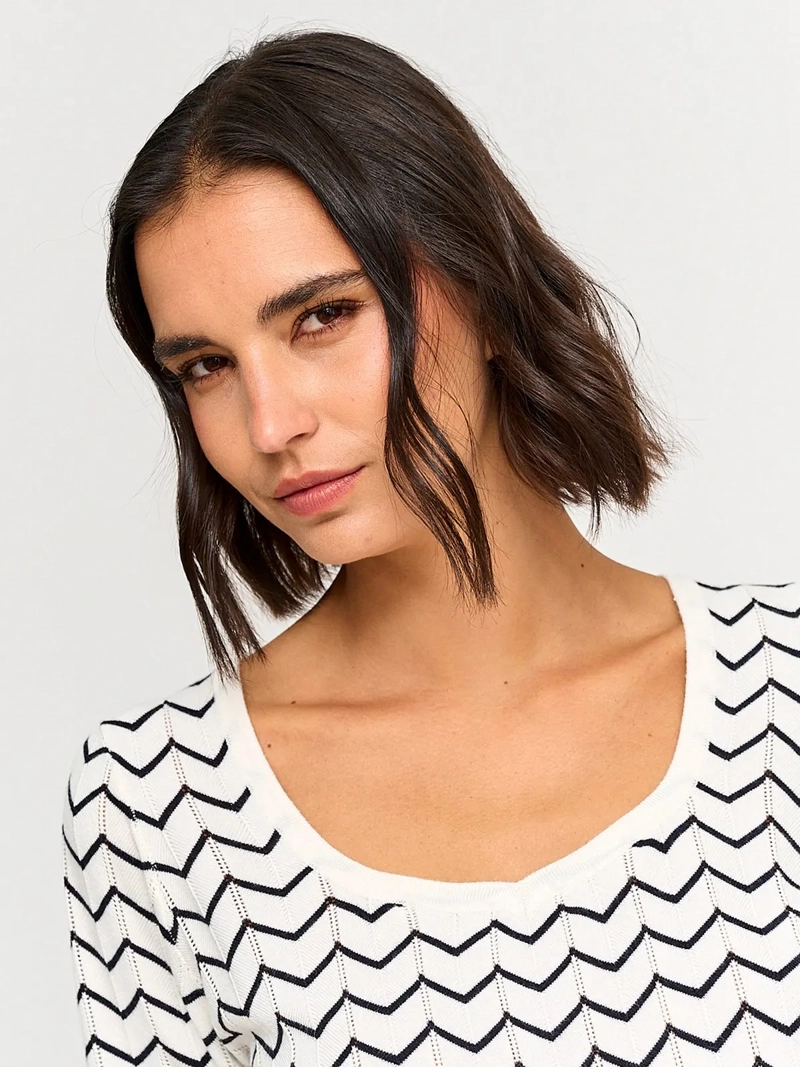 SWEATER MUJER CACHAREL CUELLO EN V MANGA CORTA - 3