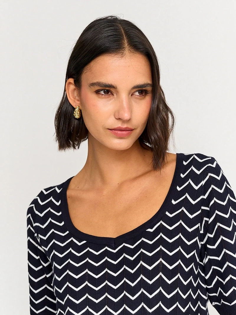SWEATER MUJER CACHAREL CUELLO EN V MANGA CORTA - 3