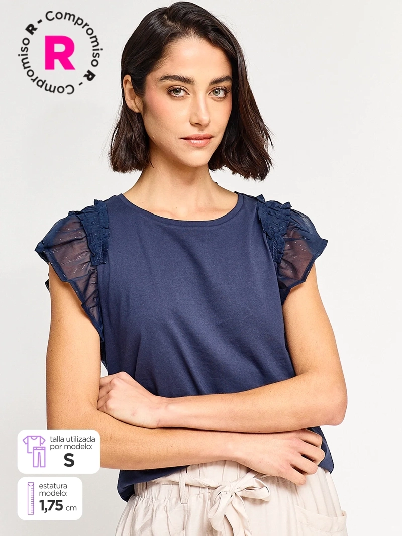 POLERA MUJER REGATTA MANGA CORTA VUELOS BRILLOS - 1