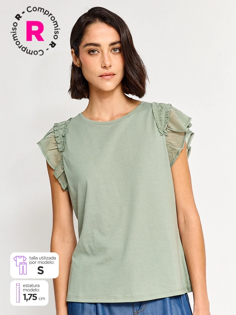 POLERA MUJER REGATTA MANGA CORTA VUELOS BRILLOS - 1