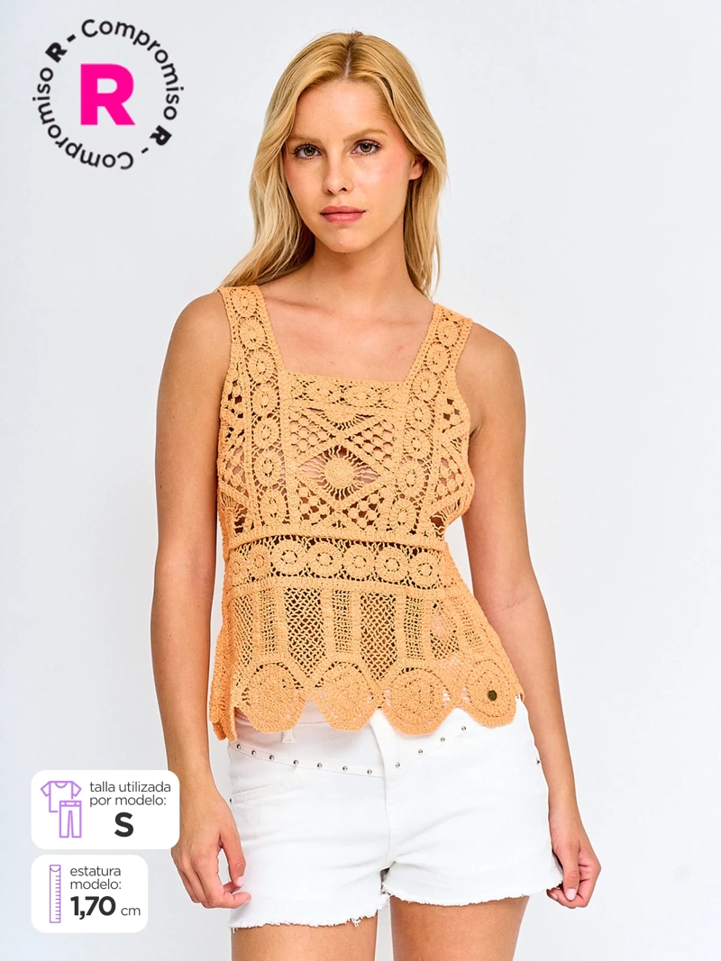 POLERA MUJER PEPE JEANS ALGODÓN CROCHET - 1