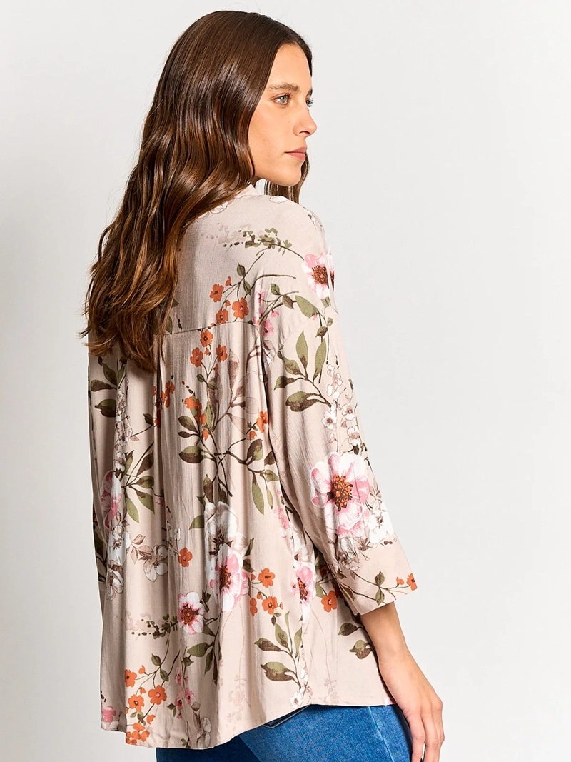 BLUSA MUJER AZIZ LINO MANGA 3/4 ESTAMPADA - 2