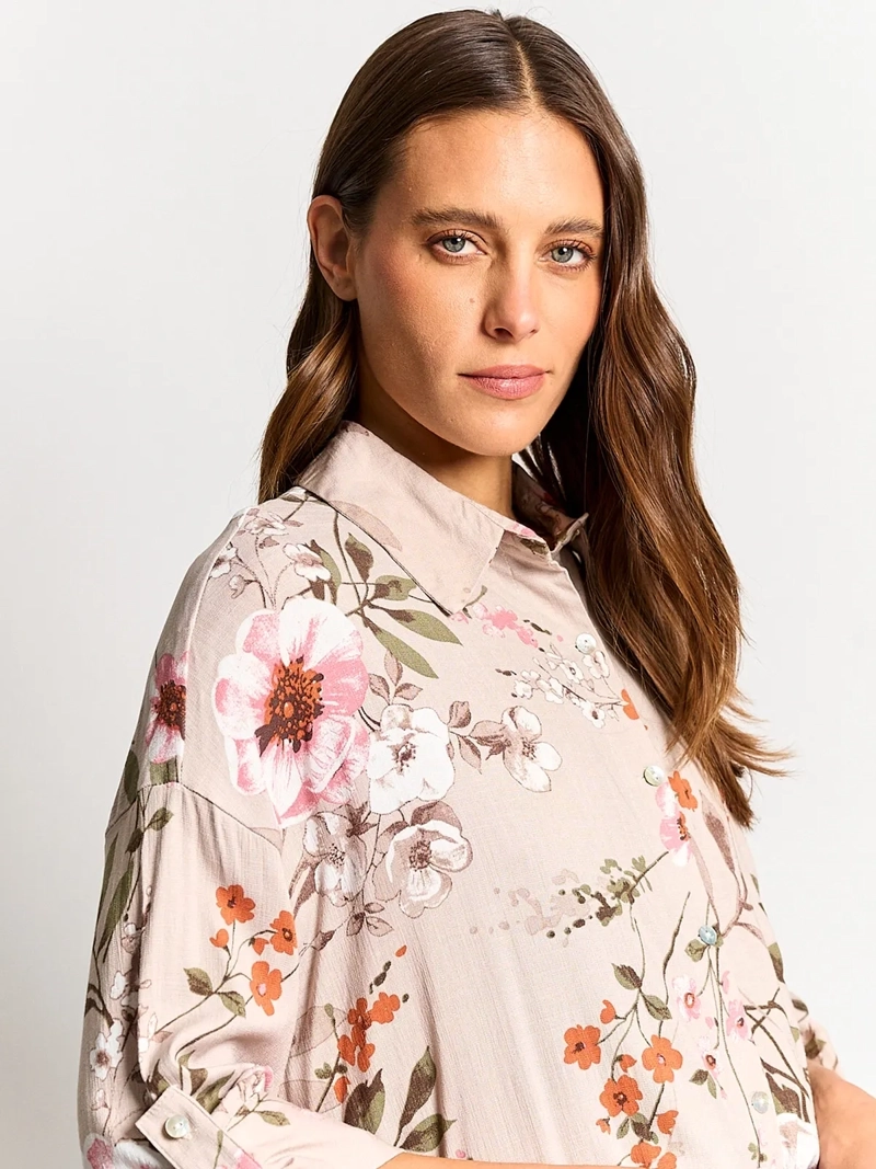 BLUSA MUJER AZIZ LINO MANGA 3/4 ESTAMPADA - 3