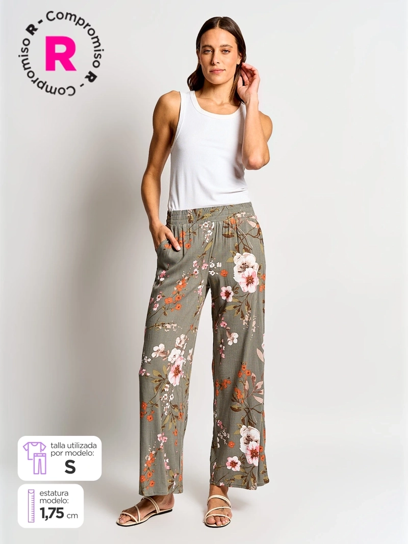 PANTALÓN MUJER AZIZ LINO ESTAMPADO - 1