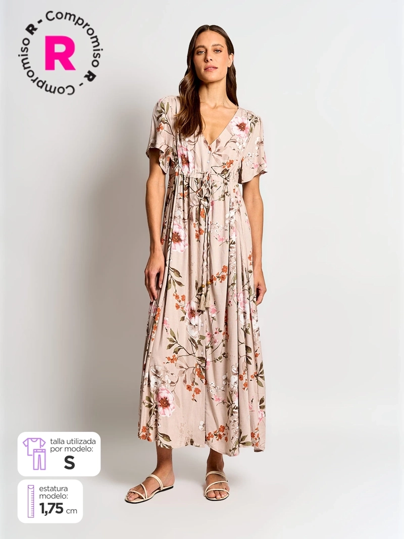 VESTIDO MUJER AZIZ LARGO ESTAMPADO - 1