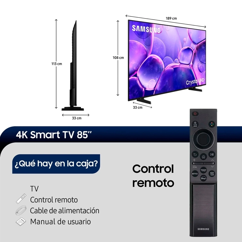 SMART TV SAMSUNG LED 4K UHD 85 CRYSTAL U8000F - 3