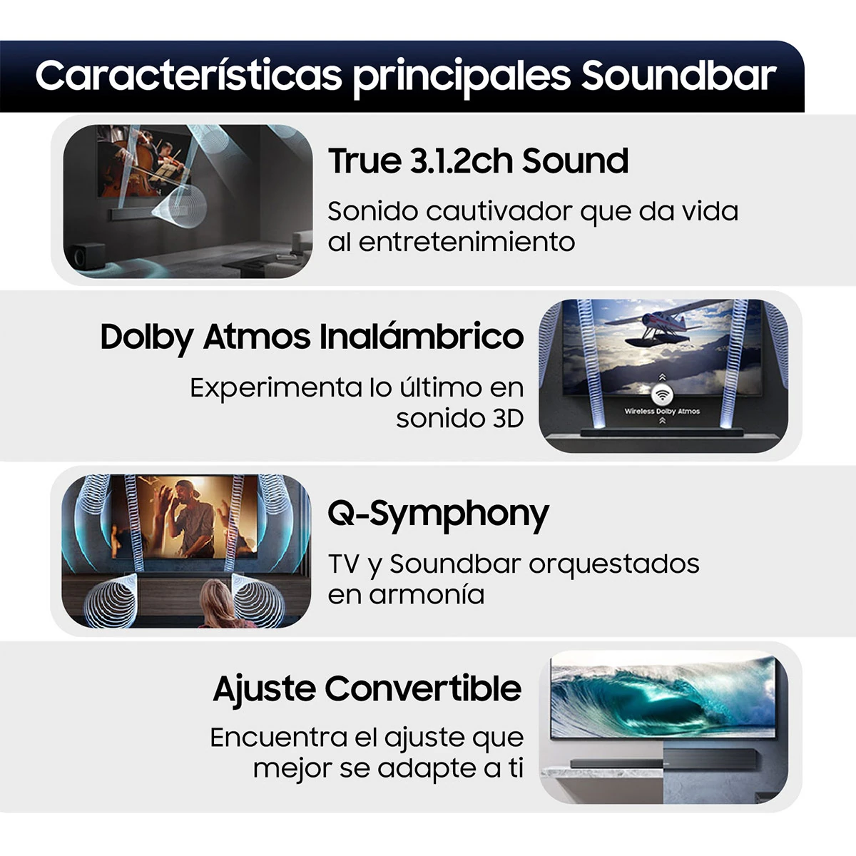 SOUNDBAR BLUETOOTH SAMSUNG Q-SERIE HW-QS700F 5.1.4 SUBWOOFER CON ALTAVOZ INALÁMBRICO - 5