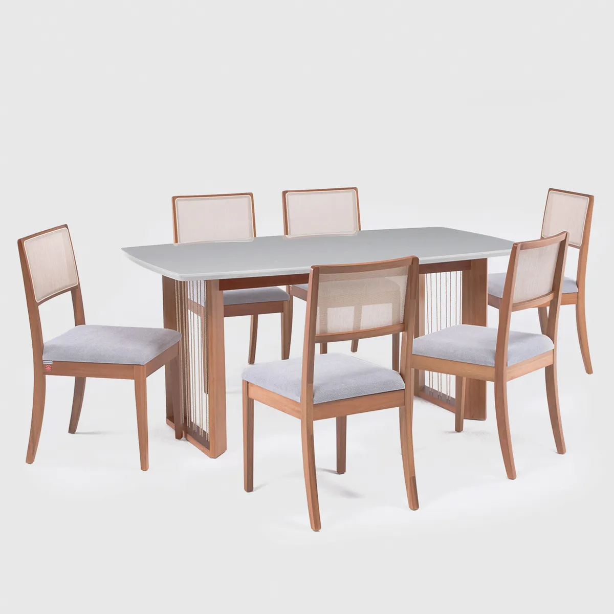 JUEGO DE COMEDOR ROCA EVA 6 SILLAS CANELA - 1