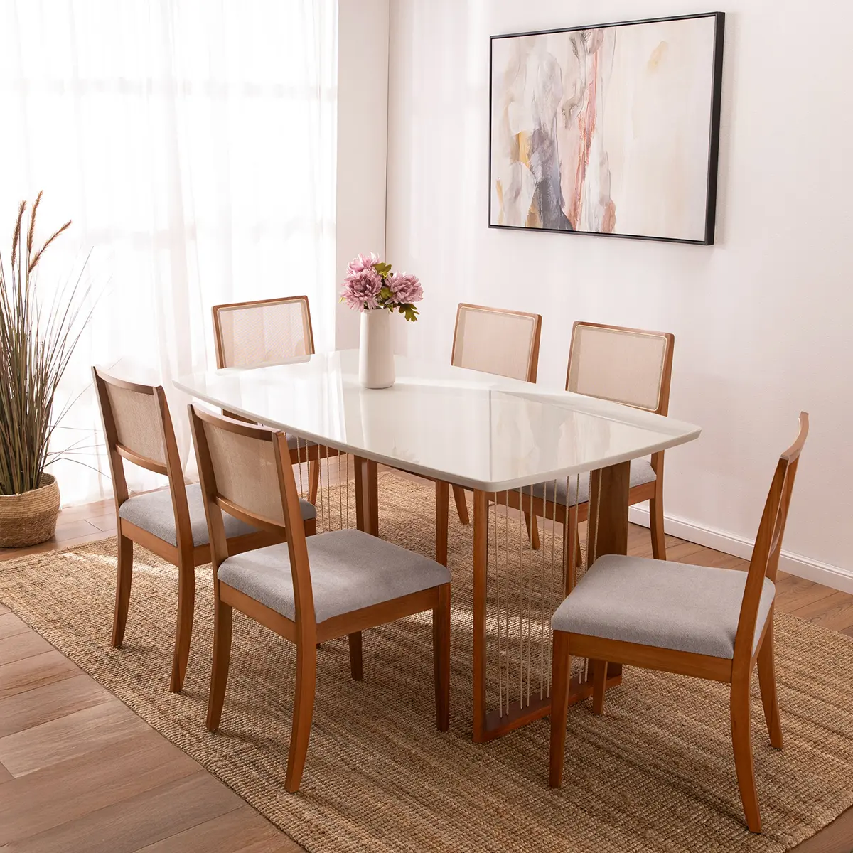 JUEGO DE COMEDOR ROCA EVA 6 SILLAS CANELA - 10