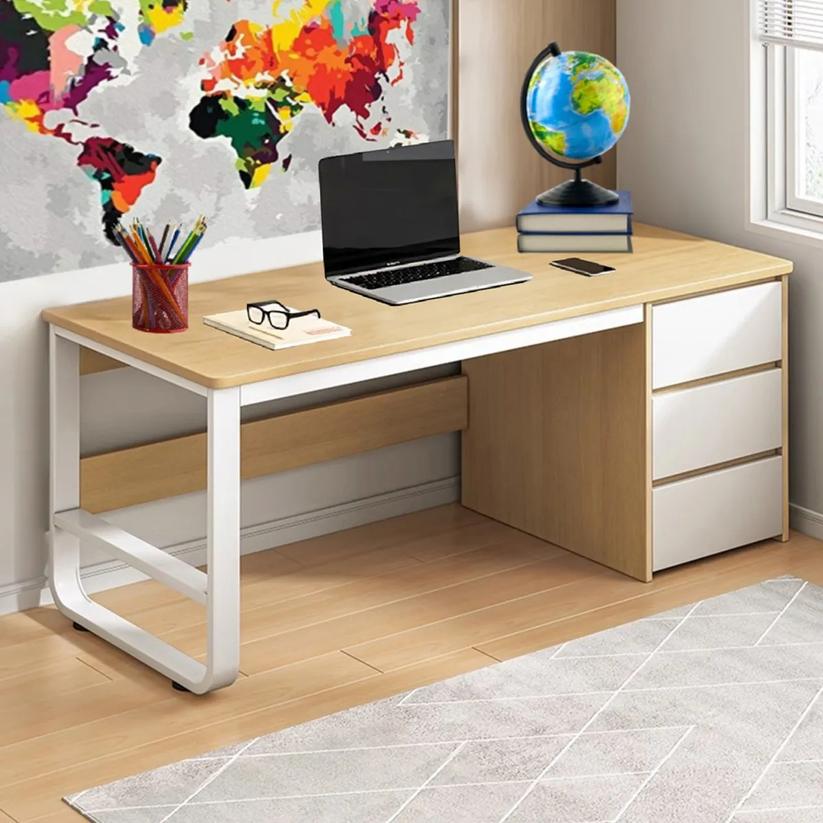 ESCRITORIO TODO PRODUCTOS EJECUTIVO METAL 3 CAJONES BEIGE - 3